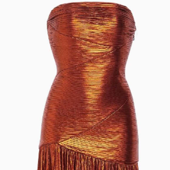Retrofete Chantal Metallic Strapless Dress Rust Color - Picture 2 of 4